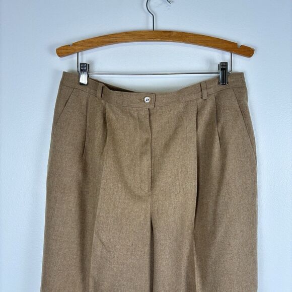 VTG Pendleton Womens 16 Beige Tan High Waisted Trousers Pants Virgin Wool Lined - Picture 2 of 6